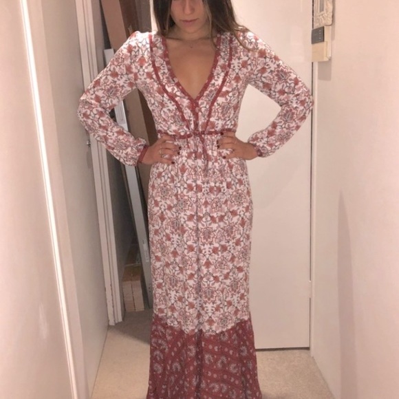 TIGERLILY Hamilton Red Boho Long Sleeve Maxi Dress RRP$270 - Picture 12 of 16